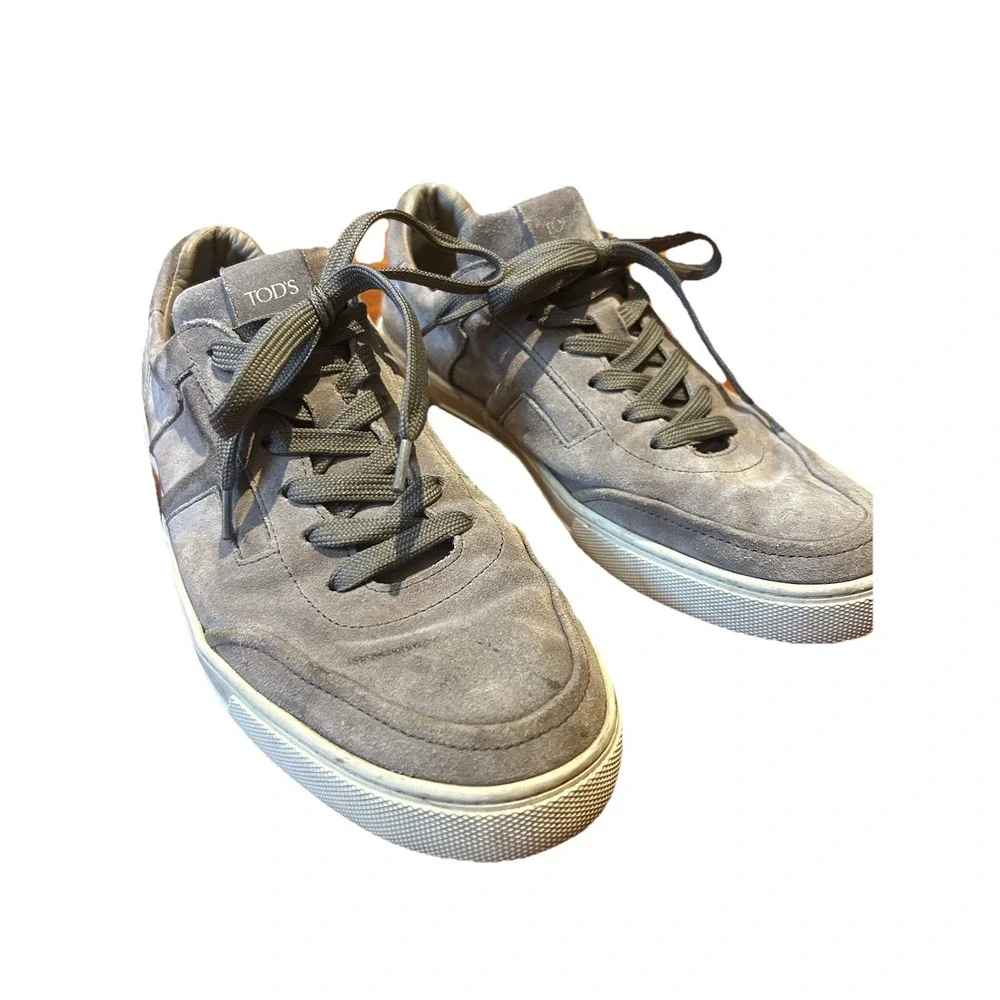 Tod's Men's Suede Sneakers Size 10.5 Gray Shoes - Picture 2 of 12